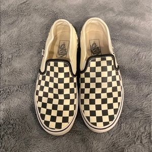 Checkered VANS slip ons